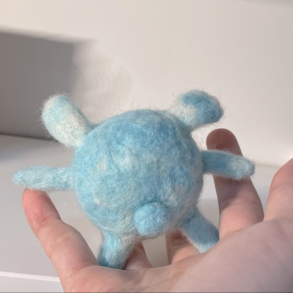 Felting Sky Blue Cute Smiling Rabbit Mini Tiny Plushy Decoration Brooch Pin - Picture 7 of 7